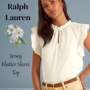 Ralph Lauren White Flutter Sleeve Blouse